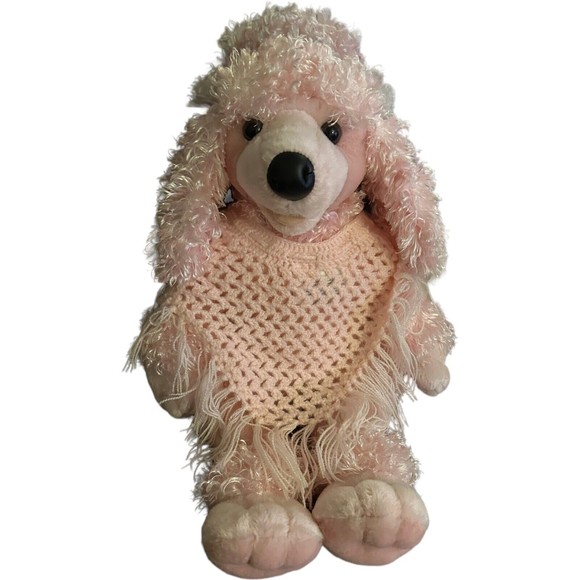 Build A Bear Pink French Poodle Dog Crochet Shawl Stuffed Animal Plush HTF BABW - Picture 13 of 16